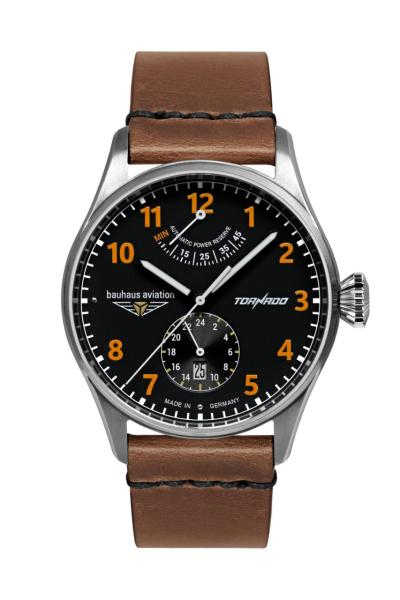 Bauhaus Aviation Herrenuhr Automatik mit Gangreserveanzeige und Lederarmband